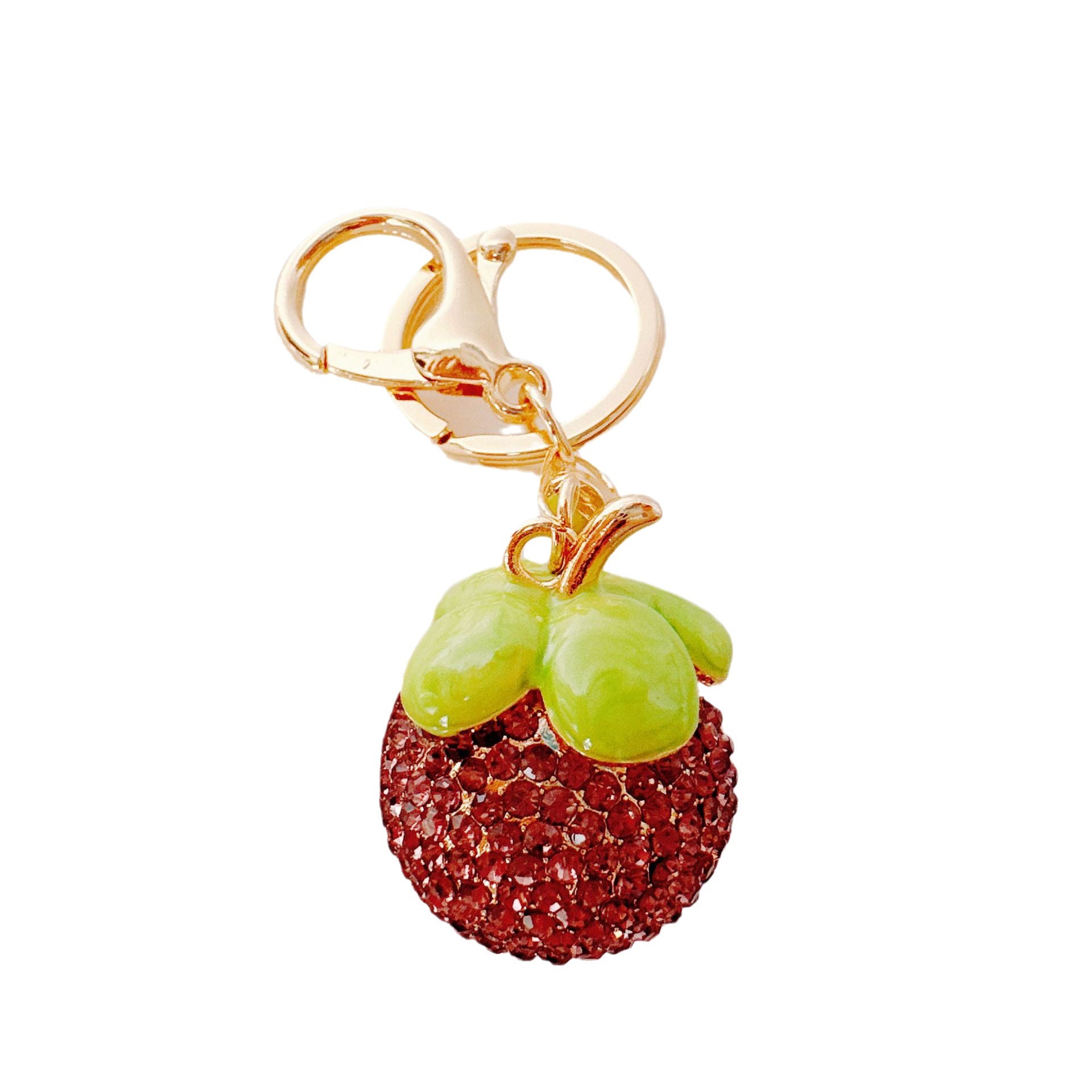 Wholesale Cute Rhinestone Strawberry Pineapple Fruit Alloy Keychain